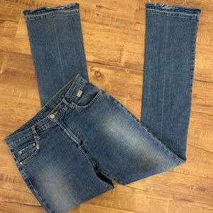 VTG 90s Crystal stretch bootcut jeans w/raw hem